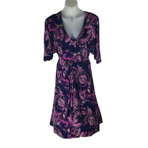 Trina Turk Womens Payton Paisley Print Jersey Midi Dress Blue Purple Size 2 NWT